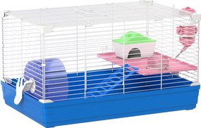 PawHut Gaiola para Hamster Casa para Roedores com Roda de Exercício Tigela Bebedouro Casinha Rampas para Gerbos 47x30x27 cm Azul | Aosom Portugal