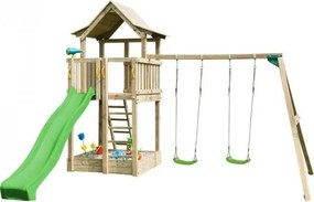 Parque Exterior infantil de madeira com escorrega PAGODA Com Baloiço Duplo
