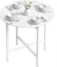 Mesa de Jantar Redonda Dobrável, 80 x 80 x 76 cm (CADEIRAS NÃO INCLUIDAS), Com 2 Abas, Branca
