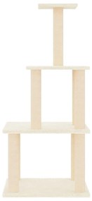 Árvore p/ gatos c/ postes arranhadores sisal 111 cm cor creme