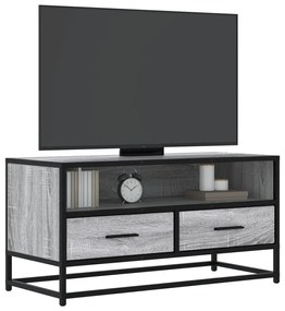 Móvel p/ TV 80x34,5x40 cm deriv. madeira/metal cinzento sonoma