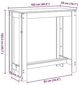 Mesa de bar 102x50x103,5 cm derivados de madeira branco