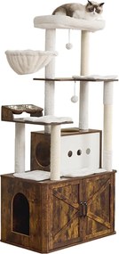 Arranhador gatos 2 em 1 com cavidade para descansar 80 x 49 x 170 cm casinha para gatos castanho