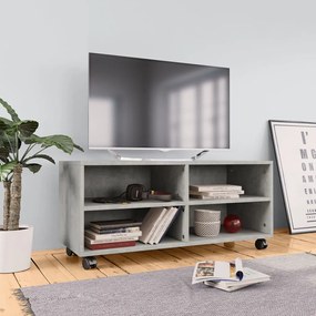 vidaXL Móvel de TV com rodas derivados de madeira cinzento cimento
