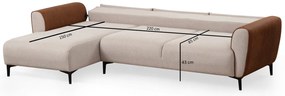 Sofá-Cama de Canto Aren – Bege e Canela – 150 x 260 cm