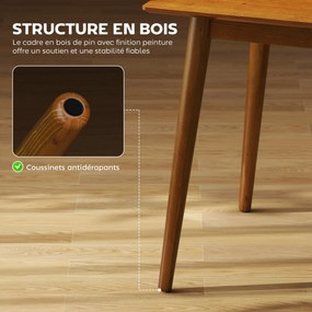 Mesa de jantar de design 120 x 75 x 76 cm (CADEIRAS NÃO INCLUIDAS) com tampo grande para 4 a 6 pessoas, castanha