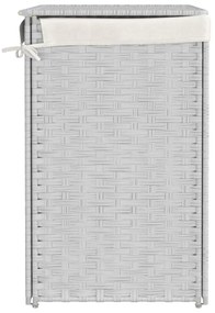 Cesto p/ roupa suja c/ 2 secções 53x35x57 cm vime PE branco