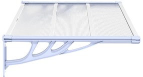 Toldo para porta 122x90 cm policarbonato cinzento/transparente