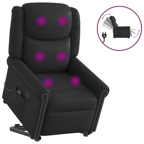 Poltrona reclinável massagens elevatória elétrica couro artif.