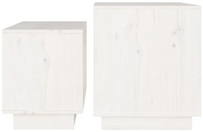 Mesas de centro de encastrar 2 pcs pinho maciço branco