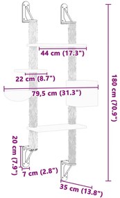 Árvore parede p/ gatos c/ poste arranhador 180 cm cinza-escuro