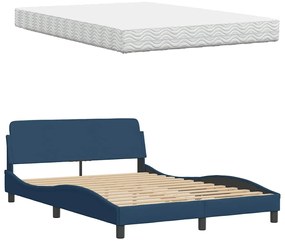 Cama com colchão 140x200 cm tecido azul