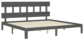 Estrutura de cama com cabeceira 200x200 cm madeira maciça cinza