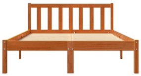 Estrutura de cama 135x190 cm madeira pinho maciça castanho cera