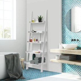 Estante em forma de escada 180 x 64 x 37 cm Branco