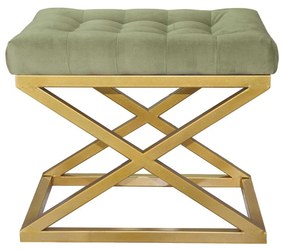 Pouffe Capraz – Dourado e Verde – 50x42x40 cm