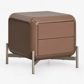 Mesa De Cabeceira 45x45 Cm Em Mdf Alazne Camelo Castanho - Sklum