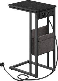 Mesa de apoio em forma de C com estação de carregamento 30 x 40 x 62 cm preto