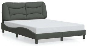 Estrutura de cama sem colchão 140x200 cm tecido cinzento-escuro
