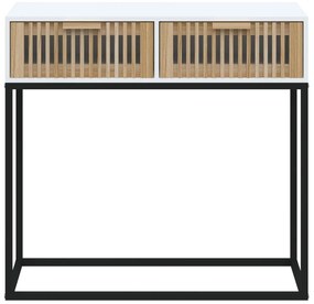 Mesa consola 80x30x75 cm derivados de madeira e ferro branco