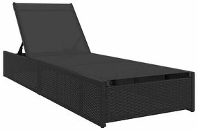 Espreguiçadeira Preta 60x200x27 cm Rattan Sintético