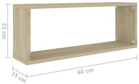 Prateleiras parede forma de cubo 6pcs contr. 60x15x23 cm sonoma