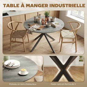 Mesa de Jantar Redonda, 100 x 100 x 75 cm (CADEIRAS NÃO INCLUIDAS), Para 4 Pessoas, Cinzento
