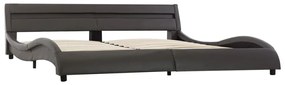 Estrutura de cama c/ LEDs 180x200 cm couro artificial cinzento