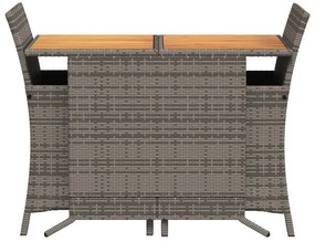 3 pcs conjunto bistrô com almofadões vime PE cinza