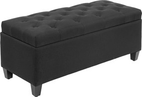 HOMCOM Banco com arrumação, banco-baú, poliéster com aparência de linho, madeira de borracha, Preto, 100 x 40 x 44 cm | Aosom Portugal