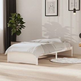 Estrutura de cama solteiro 90x190 cm madeira maciça branco