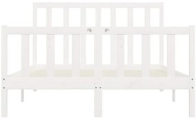 Estrutura de cama 140x200 cm madeira maciça branco