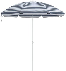 Parasol de Praia vidaXL com Poste de Alumínio Azul e Branco 300 cm