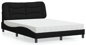 Cama com colchão 140x190 cm tecido preto