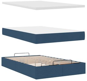 Cama otomana com colchão 120x200 cm tecido azul