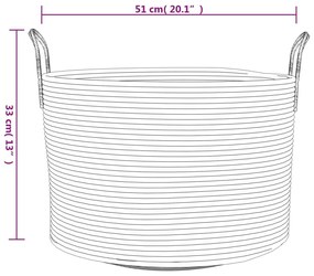 Cesto de arrumação Ø51x33 cm algodão bege e branco