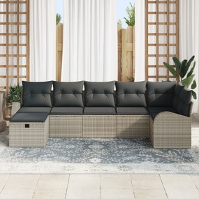 Conjunto de Sofá de Jardim com 7 Peças e Almofadas Cinza Claro de Ratt