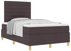 Cama Box com Colchão Castanho Escuro Cama Pequena de Tecido