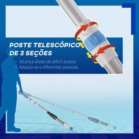 Aspirador de Limpeza Elétrico para Piscinas de Alumínio Aspirador de Piscina Manual com Escova e Poste Telescópico Ø6x162 cm Multicor