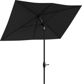 Outsunny Guarda-sol retangular inclinável 2 x 3 m com manivela tecido de poliéster impermeabilizado de alta densidade 180 g/m² preto | Aosom Portugal