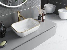 Mexen Rita lavatório de bancada 45 x 32 cm, branco/orlado de ouro - 21084505