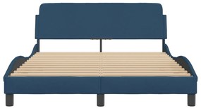 Estrutura cama c/ cabeceira sem colchão 140x200 cm tecido azul