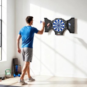Alvo de dardos eletrónico com tampa, 2 portas, 31 jogos, até 8 jogadores, ecrã LCD, altifalante, preto