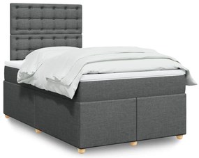 Cama com molas/colchão 120x200 cm tecido cinzento-escuro