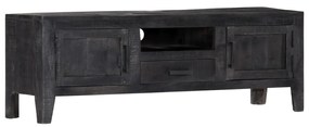 Móvel de TV 118x30x40 cm madeira de mangueira maciça preto