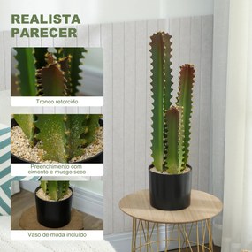 Cato Artificial 66 cm Planta Artificial Decorativa com Vaso e 3 Folhas para Decoração de Interiores Verde