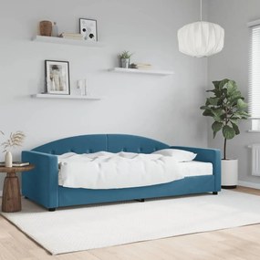 vidaXL Sofá-cama com colchão 90x200 cm veludo azul