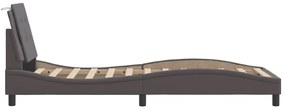 Estrutura cama c/ luzes LED 90x190 cm couro artificial cinzento