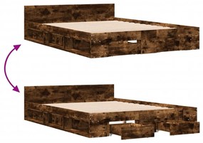 Estrutura de cama c/ gavetas derivados madeira carvalho fumado
