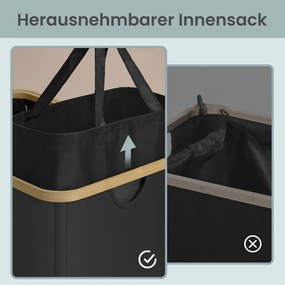 Cesto da roupa suja com tampa 170L, 60 x 38,5 x 75 cm Preto